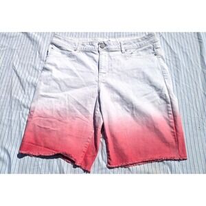 Jordache Denim Bermuda‎ Shorts Cutoff Color Fade Bottom Women's 14